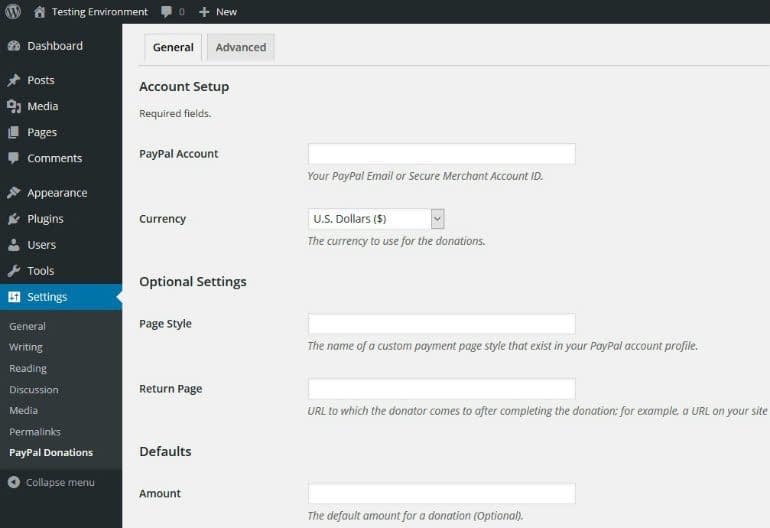 PayPal Donations with WordPress Settings Screen