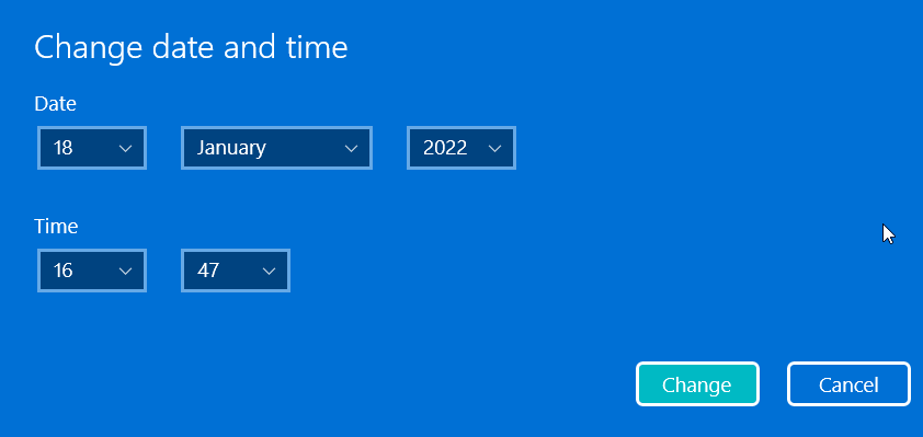 Changing date and time manually on windows os - this image is not private