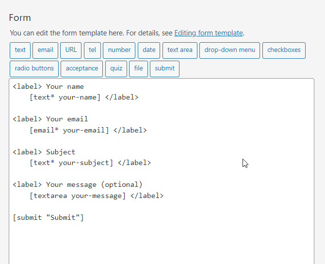 Contact Form 7 default template