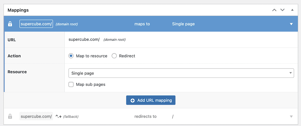 Setting up WordPress domain mapping for a single page resource.