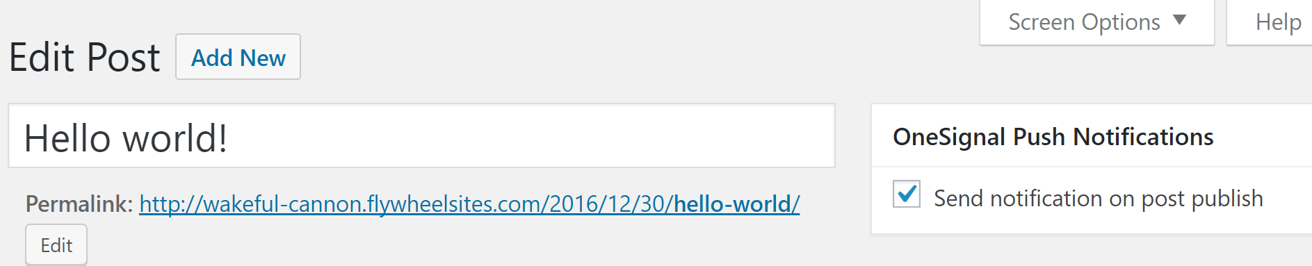 The option to enable notifications, next to the WordPress editor.