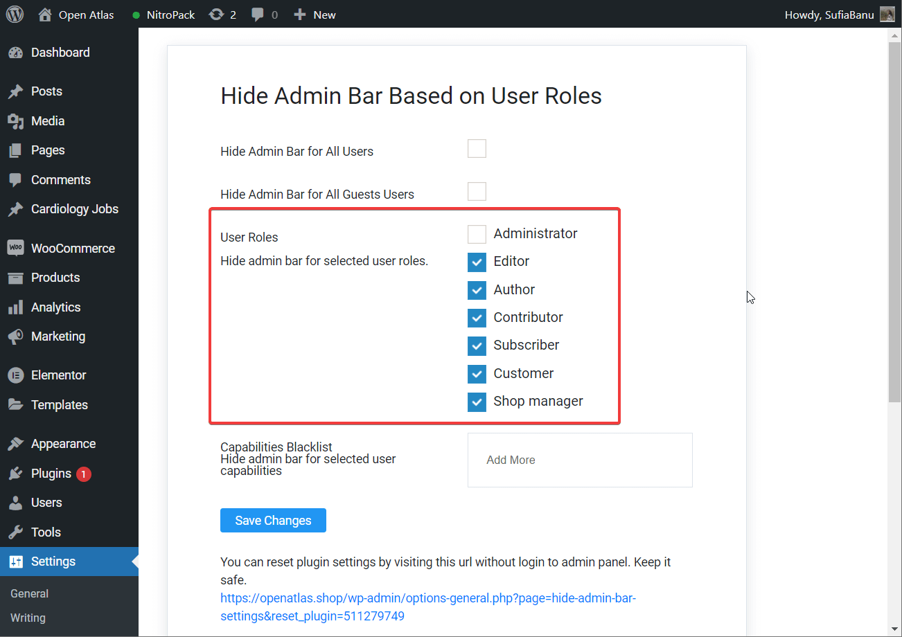 how to hide admin bar for all users except administrator