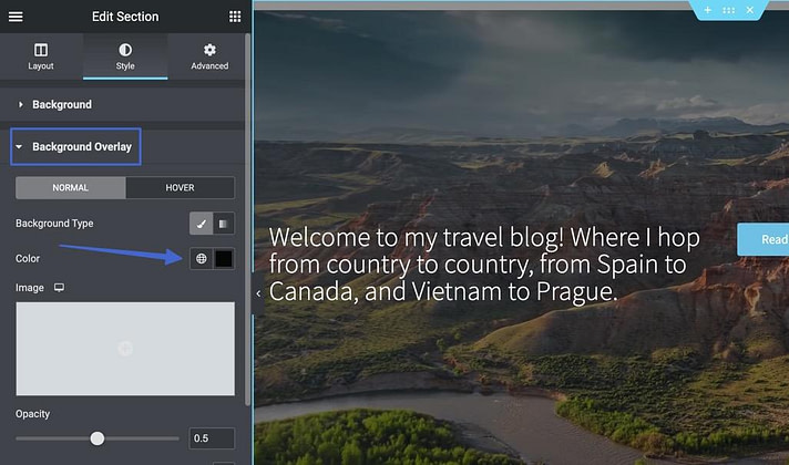change color overlay for WordPress video background