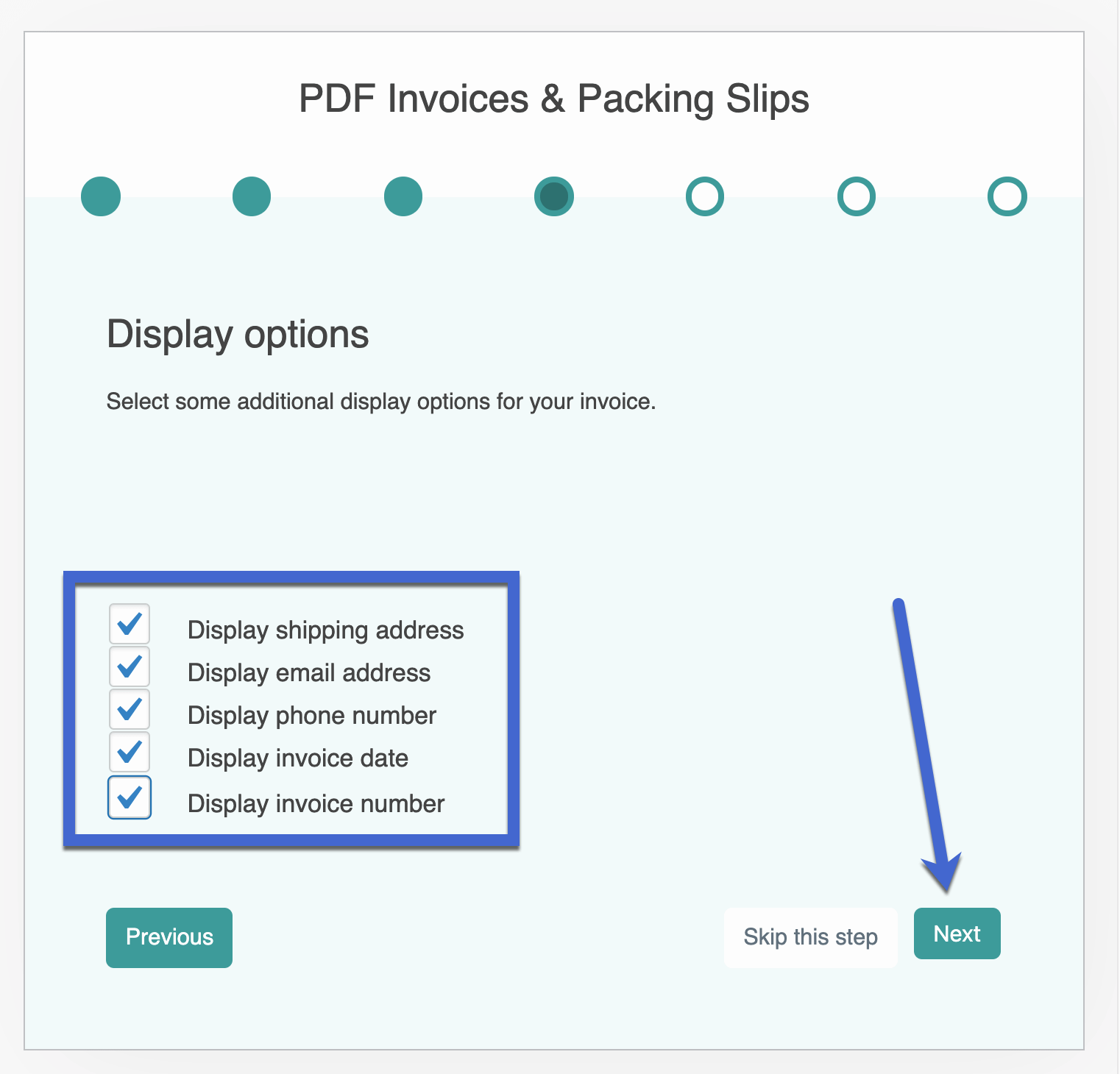 display options for WooCommerce invoice