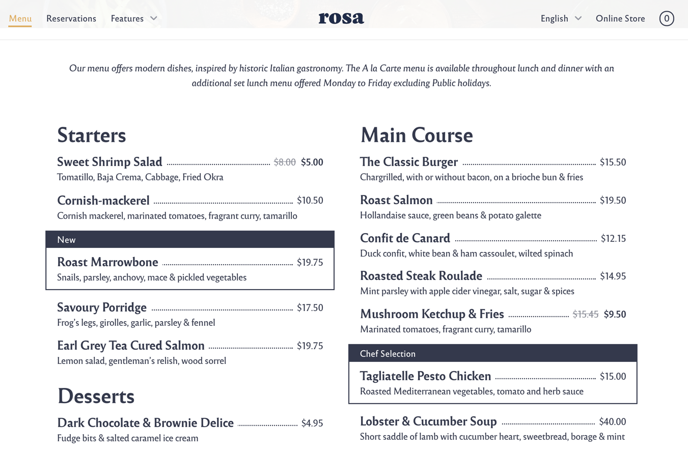the menu - QR code menu