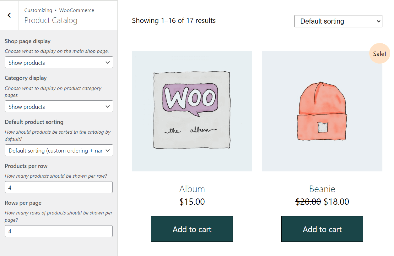 Changing WooCommerce display settings