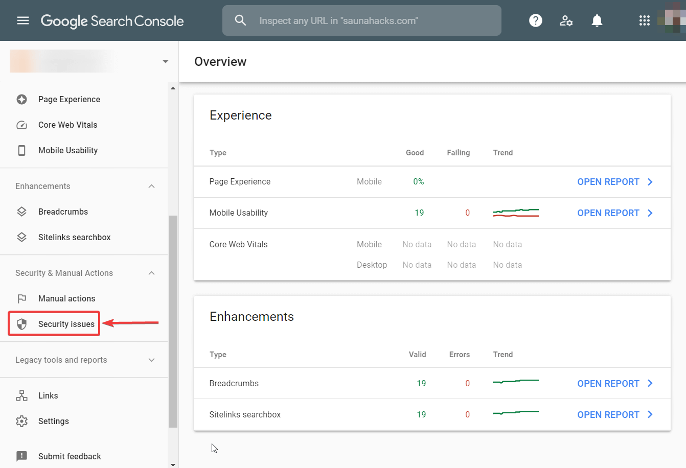 security issues in google search console