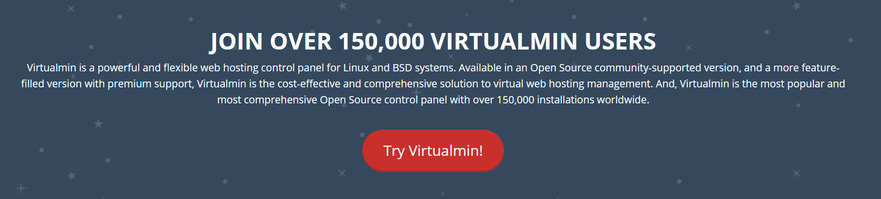 The Virtualmin homepage