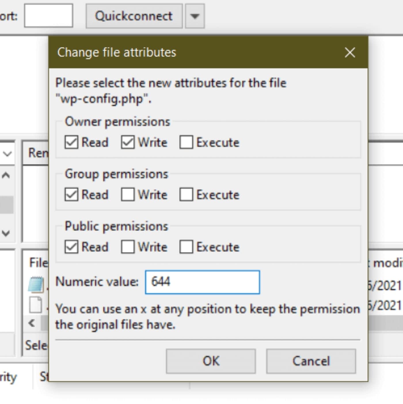 Changing the file permissions of the wp-config.php file. 