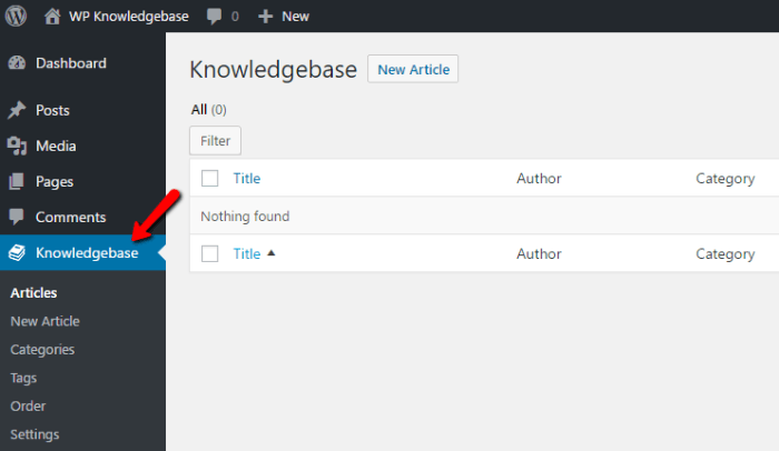 WordPress knowledge base