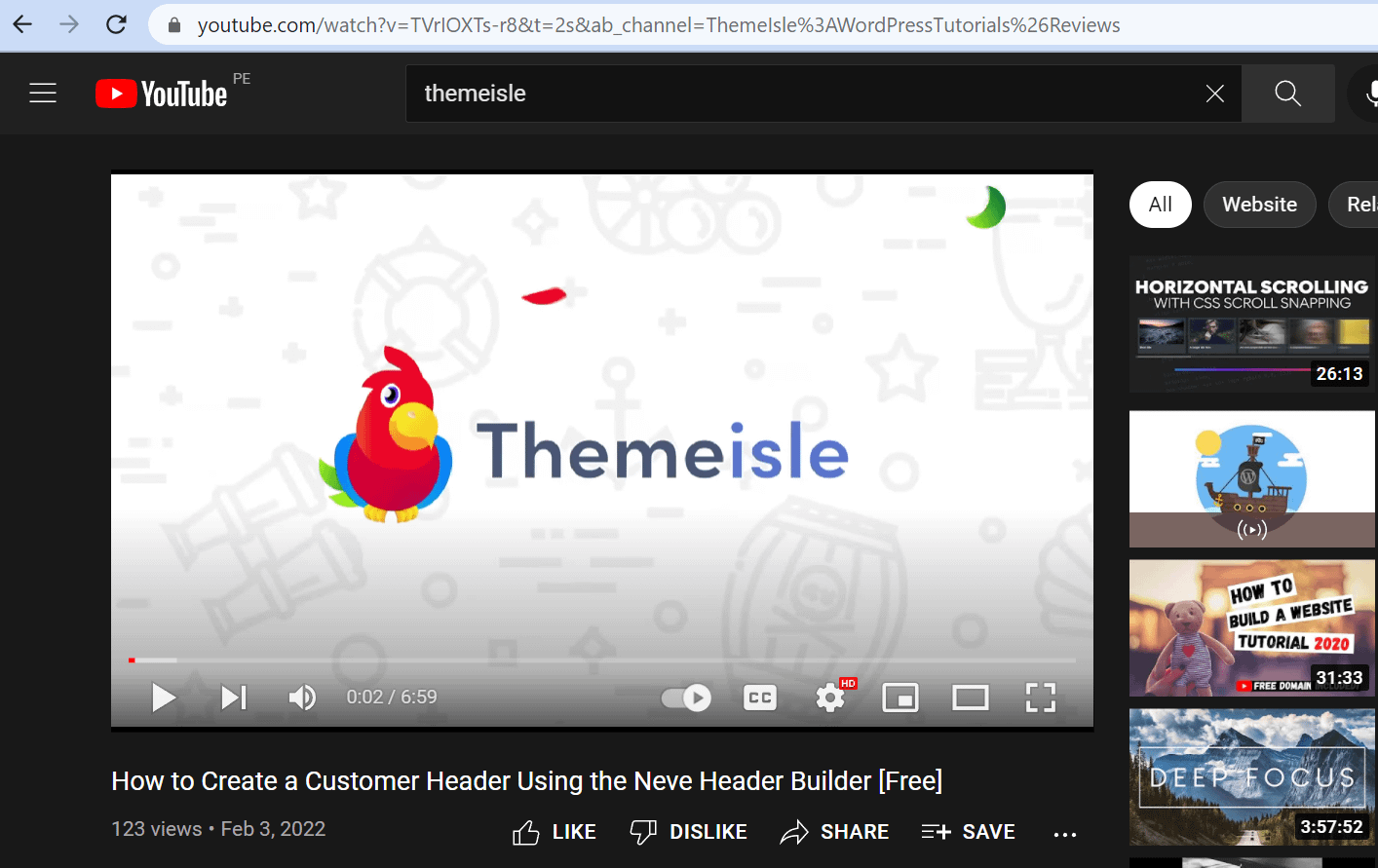 A YouTube video URL. 