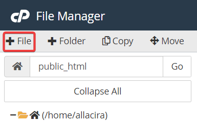 add new file option in file manager