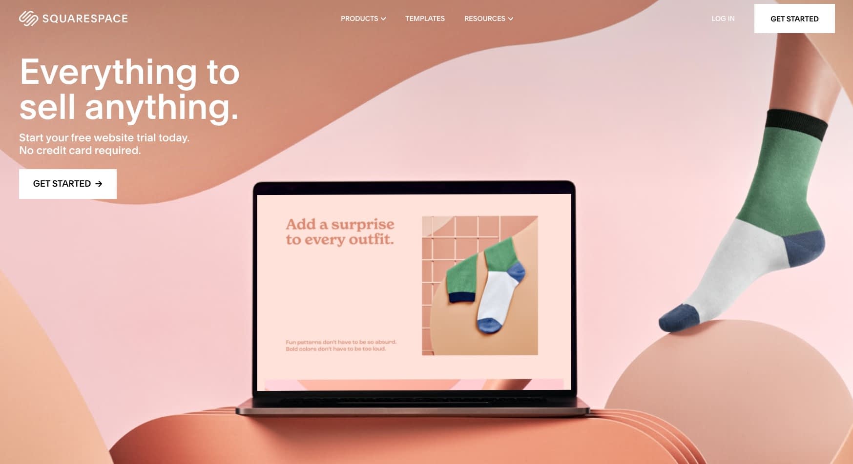 The home page for Squarespace.
