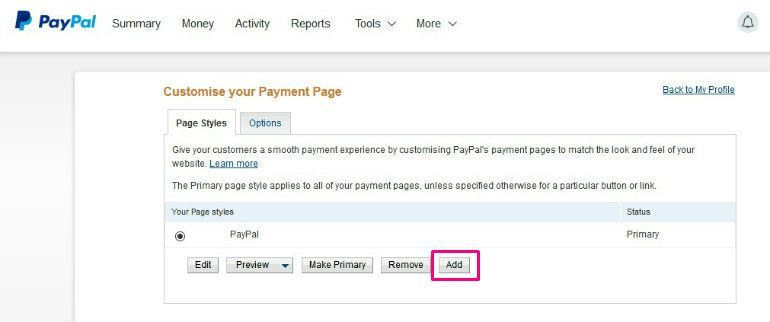 Create Custom PayPal Page