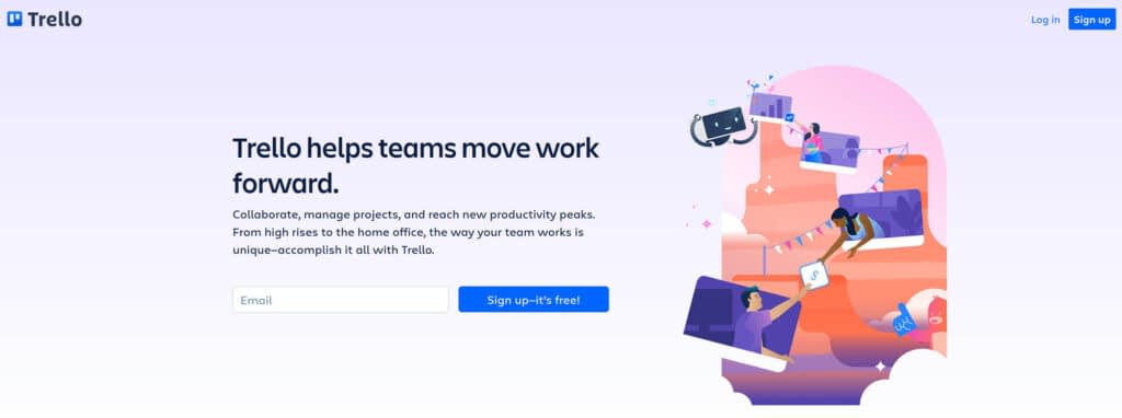 Trello vs Asana: Trello homepage