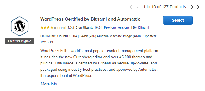Setting up WordPress from the AWS Marketplace to start the install
