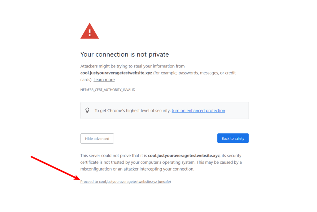 Chrome SSL warning