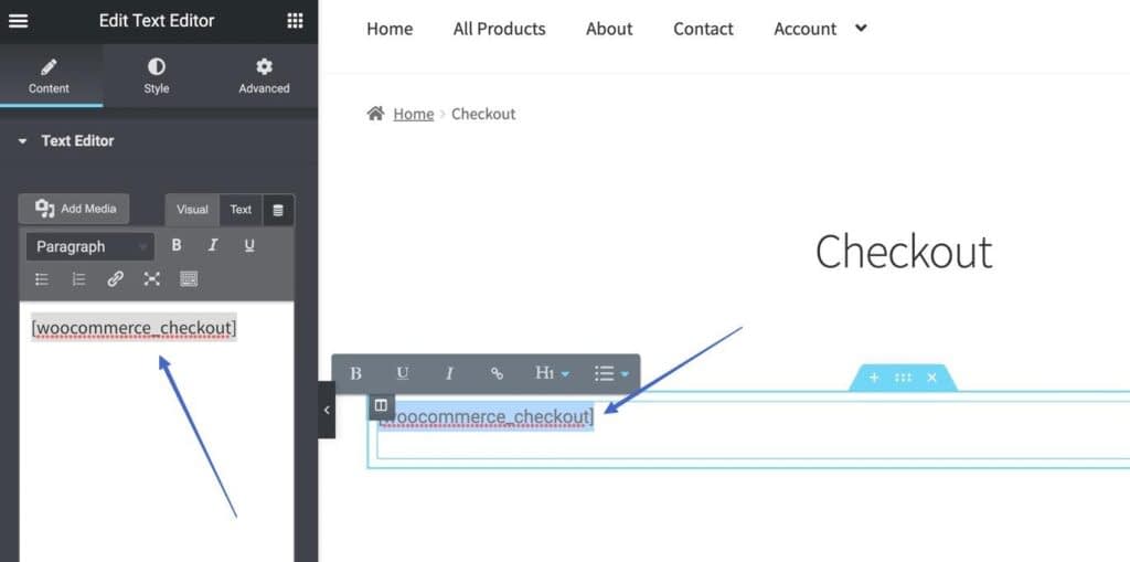 edit WooCommerce checkout shortcode 