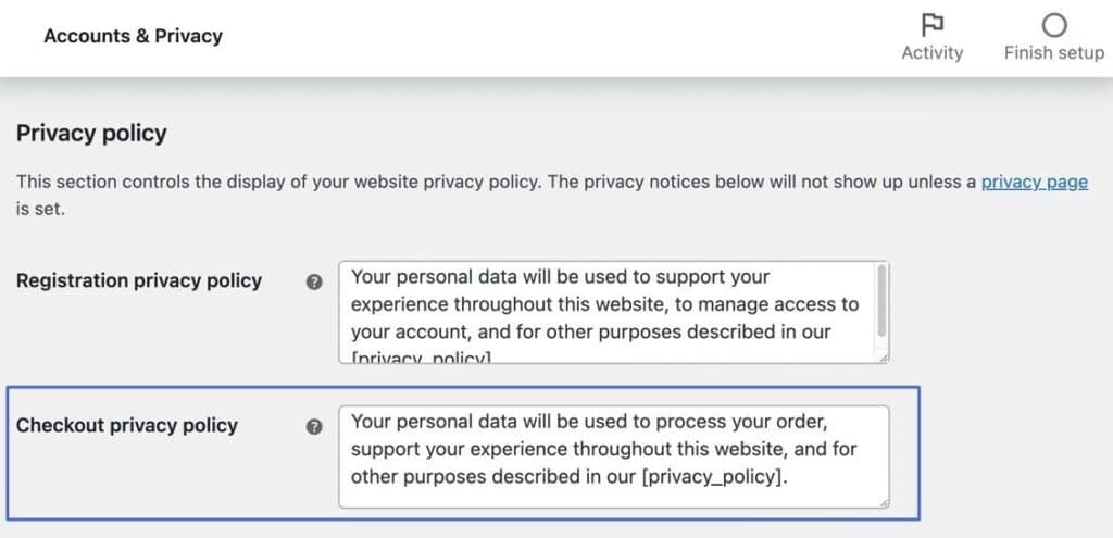 checkout privacy policy