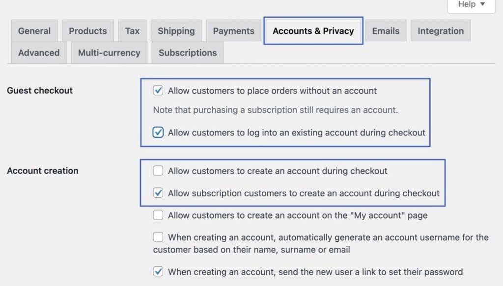 accounts and privacy