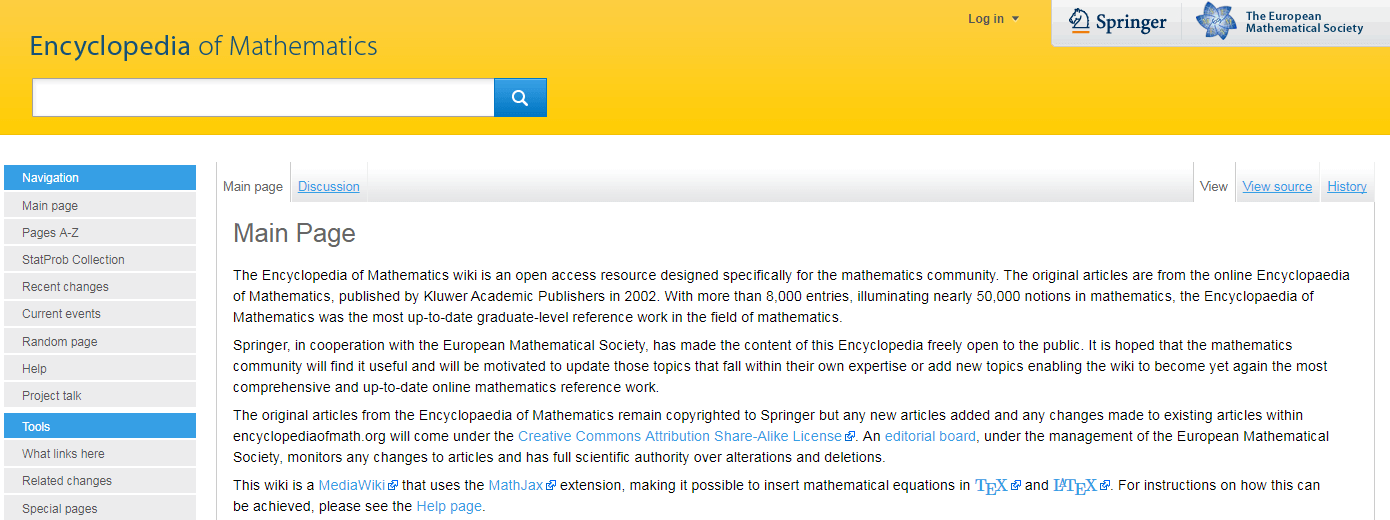 The Encyclopedia of Mathematics wiki.