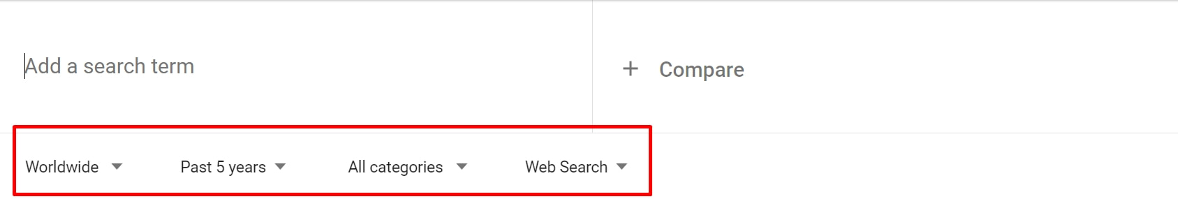 search options in Google Trends
