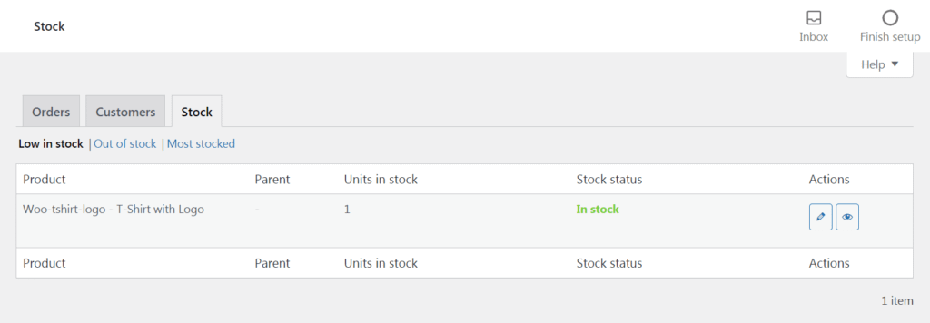 Stock reports in WooCommerce.