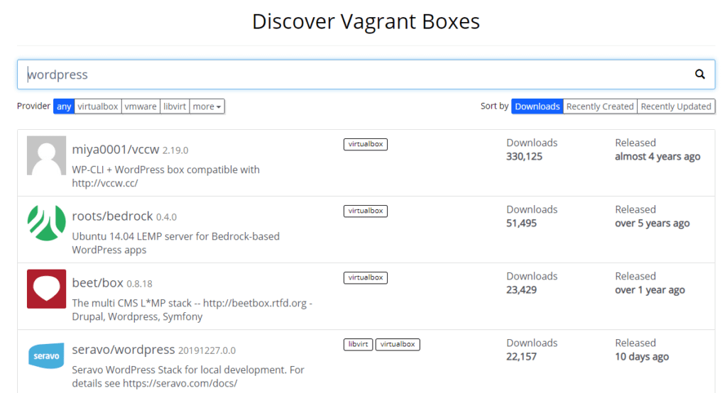 Some examples of Vagrant WordPress boxes.