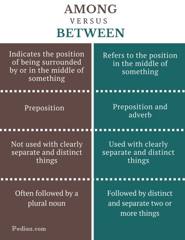 Difference Between Among and Between - infographic