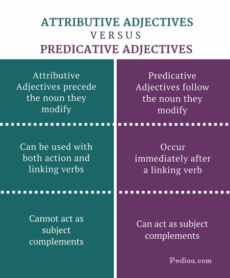 Difference Between Attributive and Predicative Adjectives - infographic