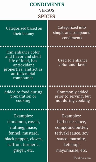 Difference Between Condiments and Spices - infographic