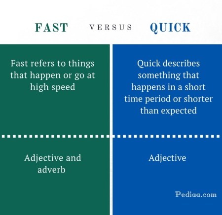 Difference Between Fast and Quick - Fast vs Quick Comparison Summary