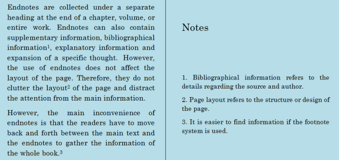 Main Difference - Footnote vs Endnote