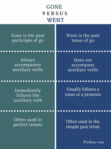 Difference Between Gone and Went- infographic