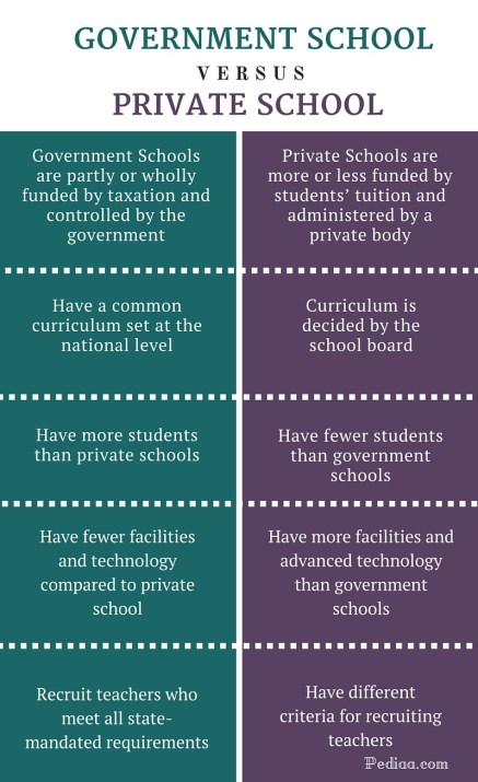 Difference Between Government School and Private School - infographic
