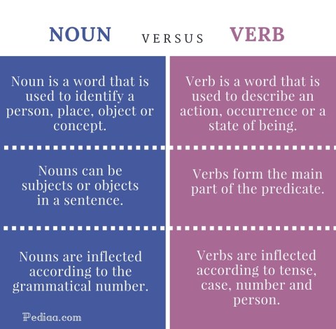 Difference Between Noun and Verb - infographic