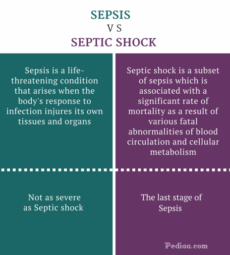 Difference Between Sepsis and Septic Shock - Sepsis vs Septic Shock Comparison Summary