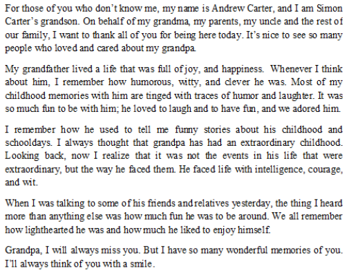 Sample Eulogy for Grandfather