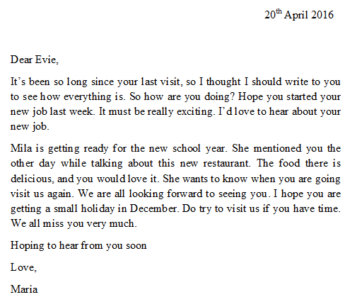 Sample Letter to a Friend
